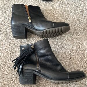 Black Ankle Boots with Tassel Detail